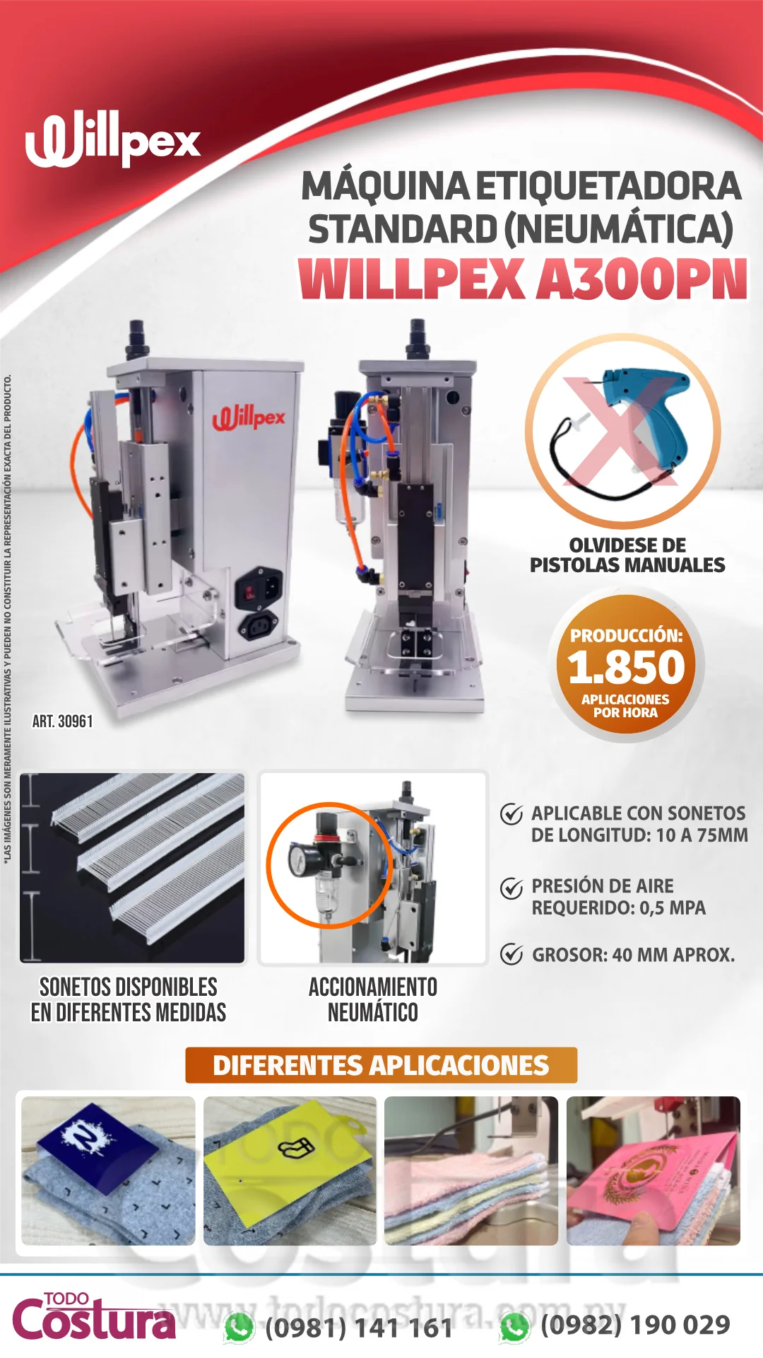 MAQUINA ETIQUETADORA STANDARD (NEUMATICA) WILLPEX WP-8202